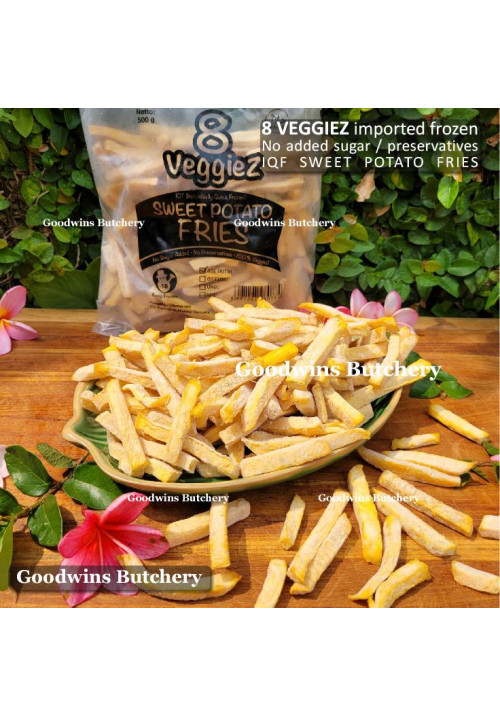 Veg 8 VEGGIEZ 500g Sweet Potato fries WHITE ubi ase putih (IQF - Individually Quick Frozen)